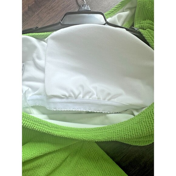 MICHAEL Michael Kors Women's Ribbed One-Shoulder Side-Cutout Swimsuit Green 6 - Picture 7 of 9